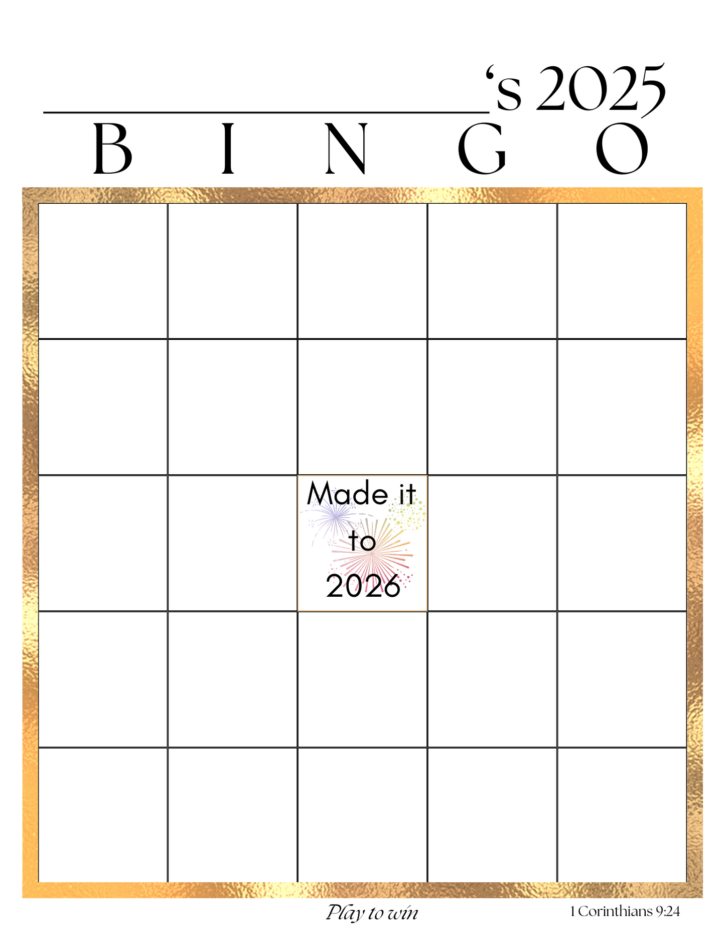 2025 Bingo Template