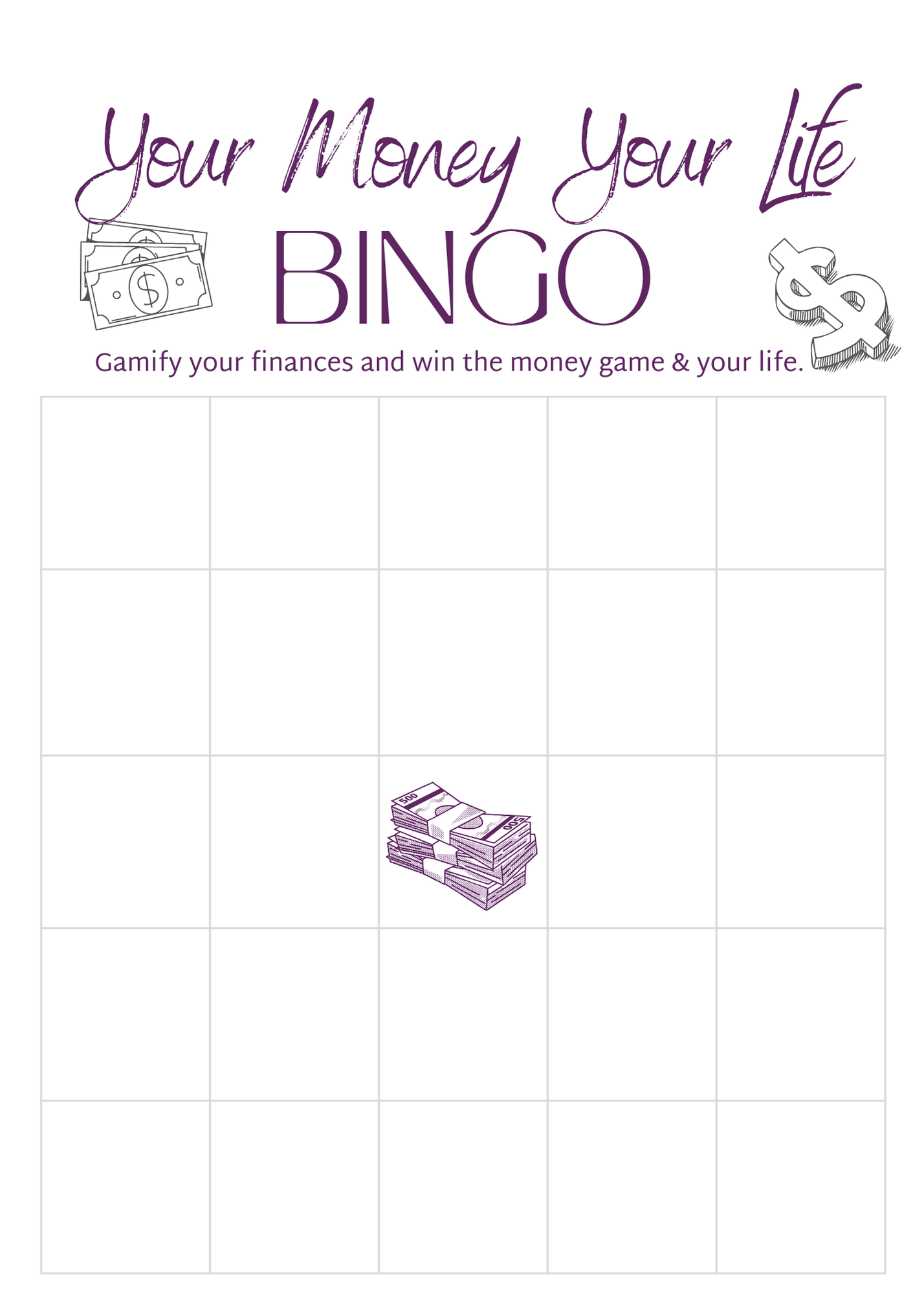 Your Money, Your Life Bingo