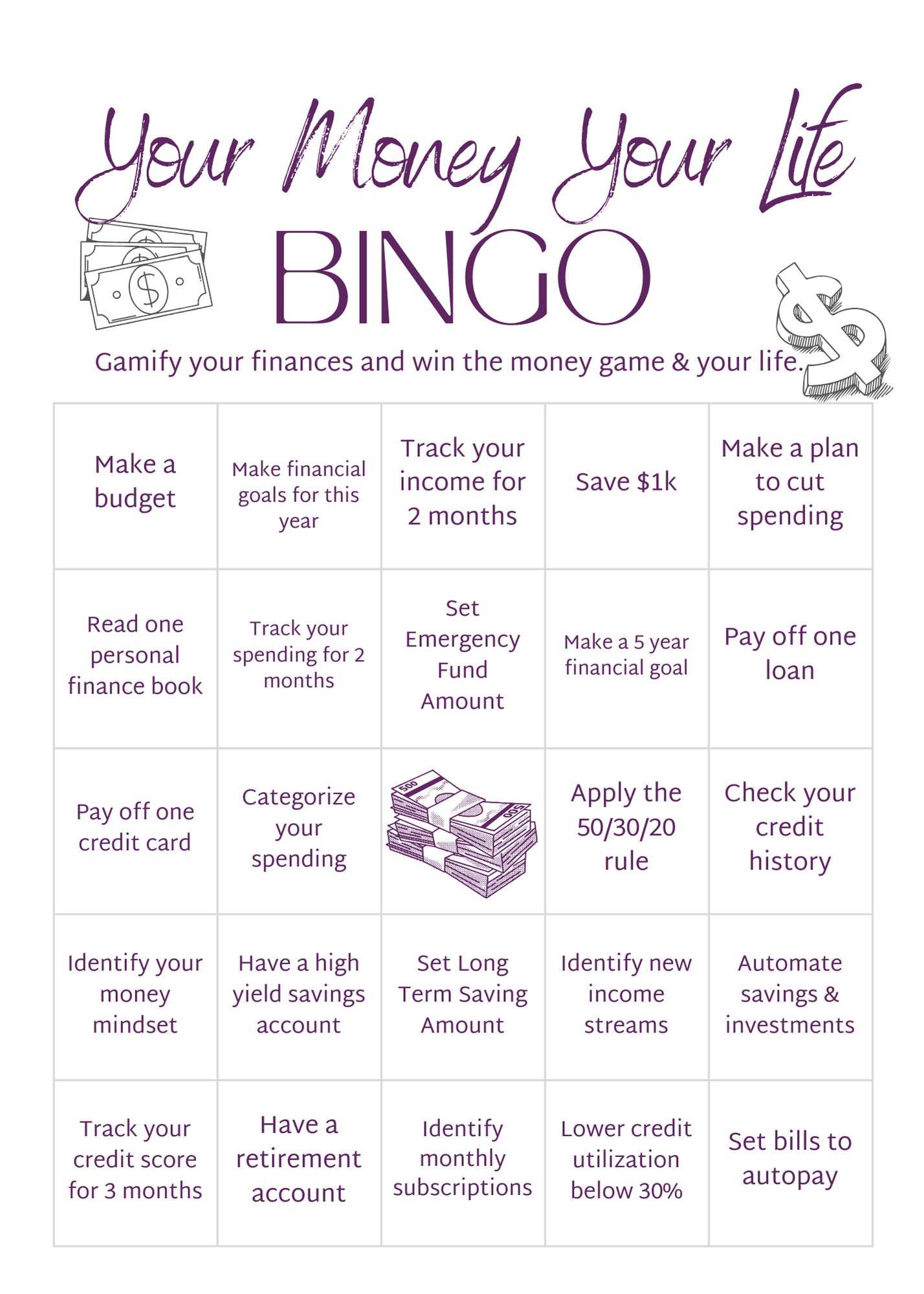 Your Money, Your Life Bingo